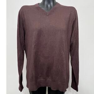 Johnston & Murphy Sweater Silk Angora Blend Sz L Brown Pullover L/S Preppy Fall